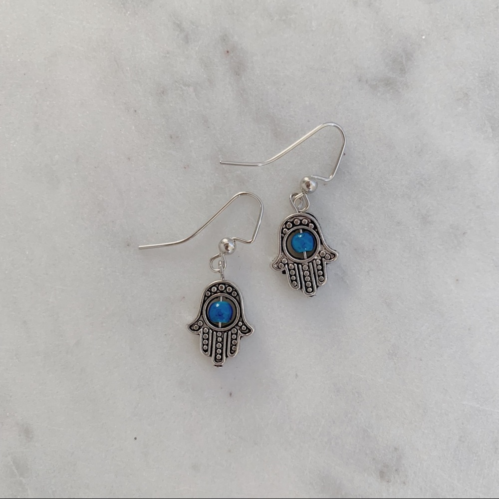 Blue Hamsa Earrings